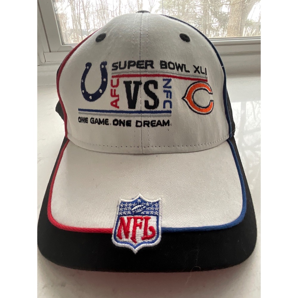 NFL Reebok Super Bowl XLI Hat‎ Indianapolis Colts vs Chicago Bears Strapback Cap